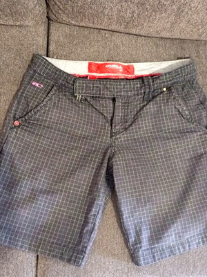 O'Neill women's shorts used, size 28, colorful checkered pattern