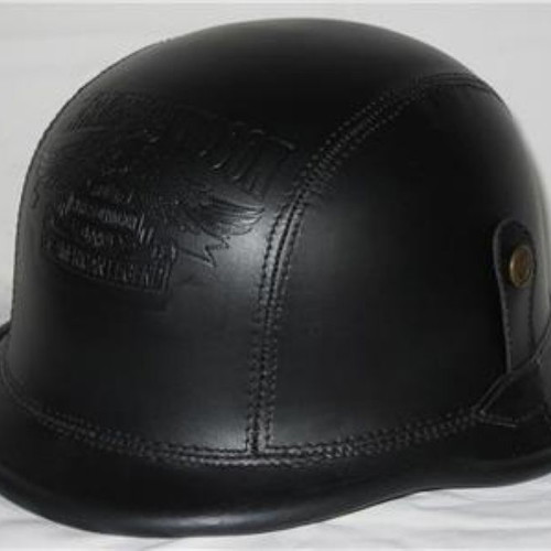 Luis handmade vintage motorcycle helmet with goggles, black matte, size L