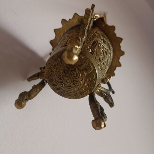 Solid bronze religious incense burner used, height 53 cm, diameter 10 cm