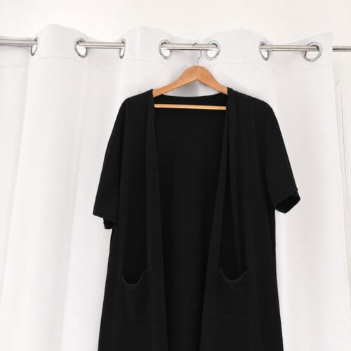 Cardigan plus size 4XL long short-sleeve with pockets, like new, black