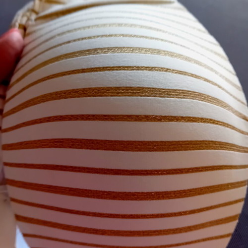 Strapless swimsuit bra like new, beige with gold stripes, size L