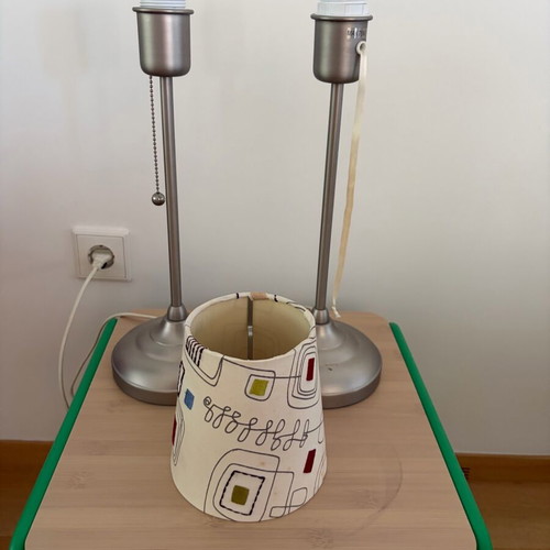 IKEA metal table lamps set of 2 used with retro lampshade gift