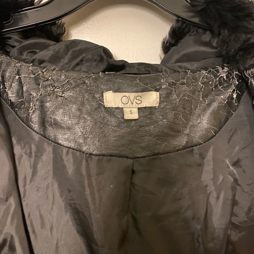 Fur jacket black, size S, with defect