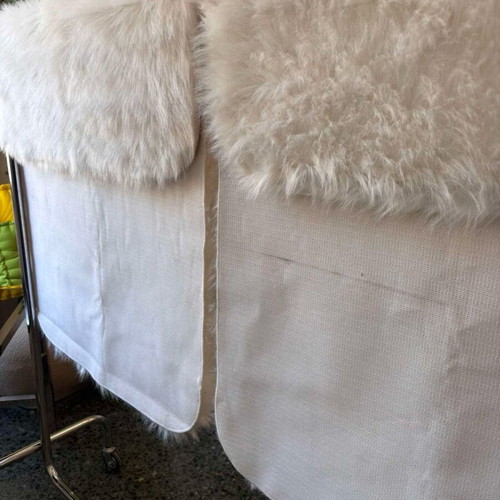 Furry white runner rugs like new, set of 2 pieces