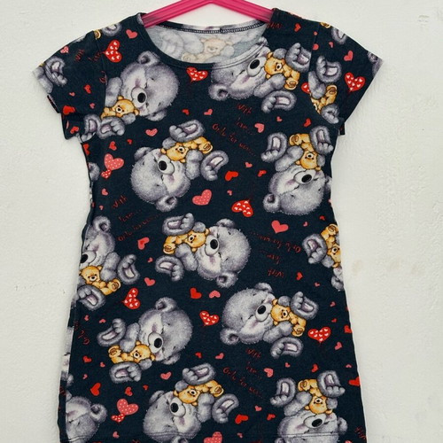 Girls' dress size 104 cm like new, age 4, blue with bear print