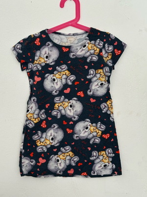 Girls' dress size 104 cm like new, age 4, blue with bear print