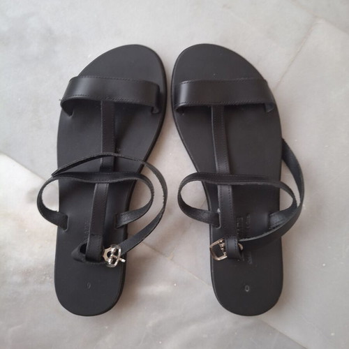 Leather sandals handmade, size 40, black, new