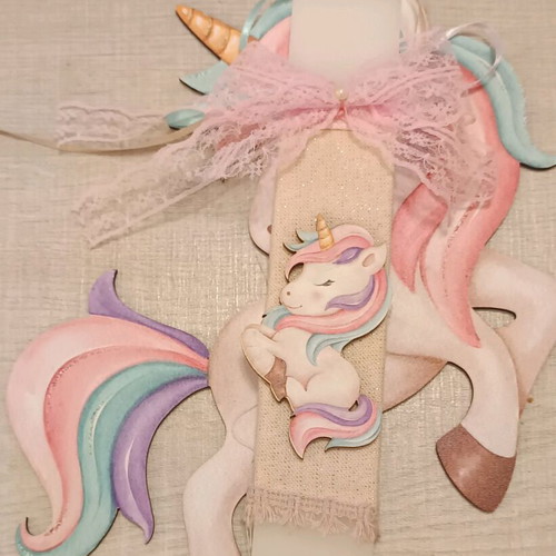 Unicorn Candle Set with Wooden Frame new