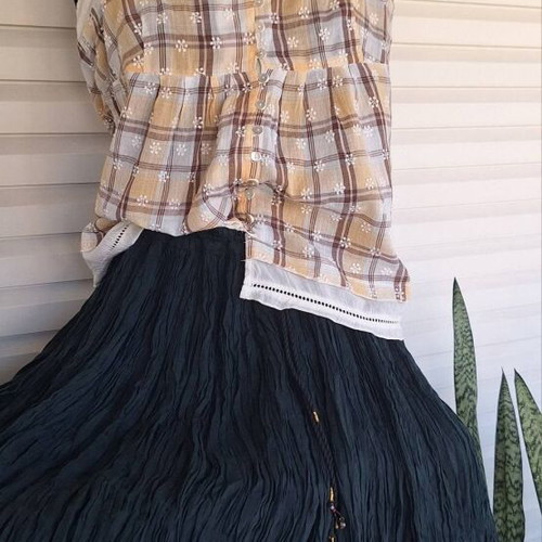 Boho style skirt and romantic top set, new, green and yellow