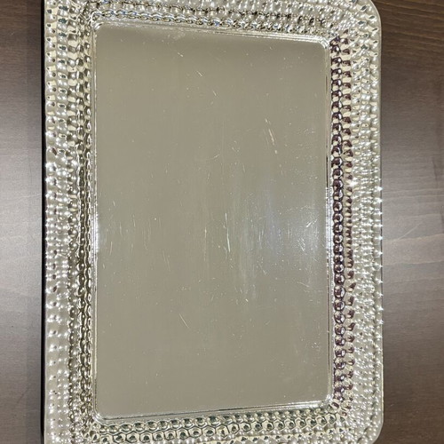 Silver-plated decorative tray with mirror