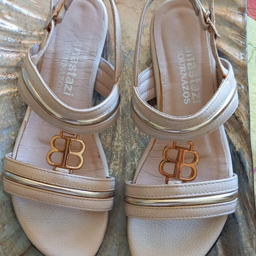 Anastazi Bournazos sandals size 36 used, beige, ankle strap, low heel