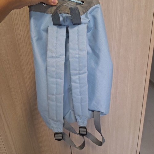 Cougar vintage backpack drawstring bag, light blue and grey