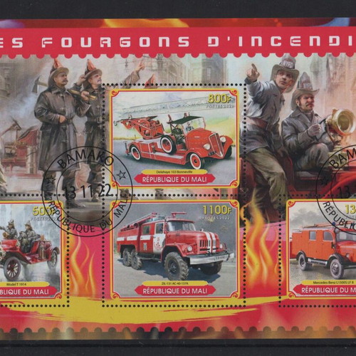 2022 Mali Fire Trucks Stamps mint condition