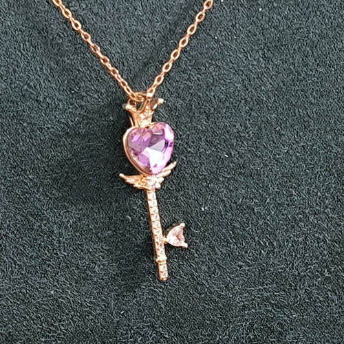 Key Necklace with Heart in Stainless Steel new