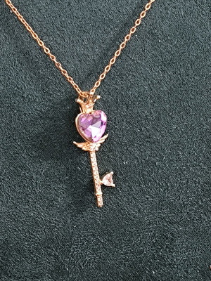 Key Necklace with Heart in Stainless Steel new