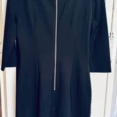 Ted Baker dress, black, straight cut, floral details, size M