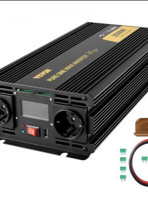 Vevor 2500W καθαρού ημιτόνου μετατροπέας DC 12V AC 230V με θύρα USB