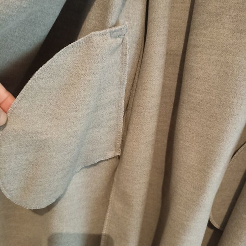 Long coat gray one size like new with belt and pockets