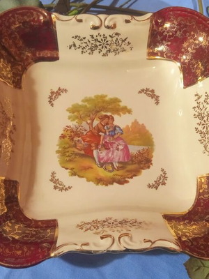Tulowice porcelain fondant dish like new with handmade gilded details