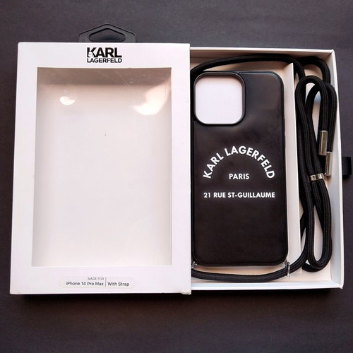 Karl Lagerfeld iPhone 14 Pro Max back cover case black rubber new