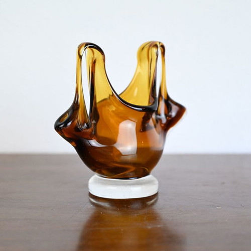 Vintage handblown art glass decoration used, amber color