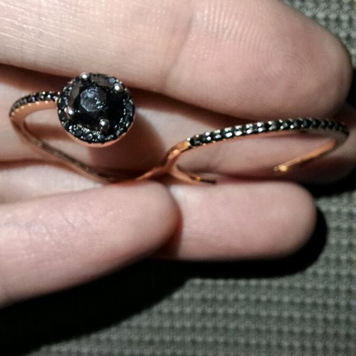 Silver 925 double gold-plated adjustable ring like new