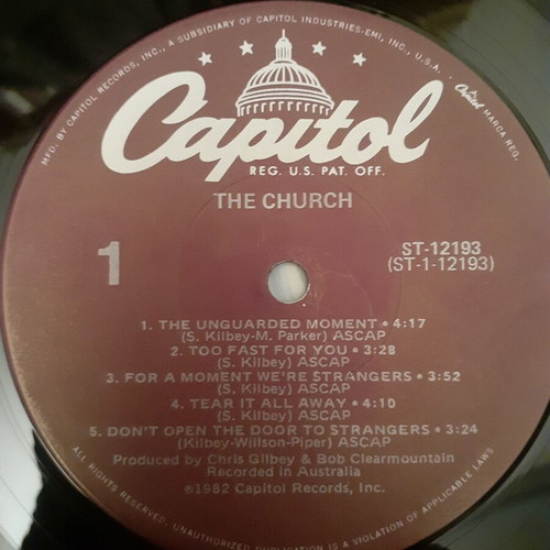 The Church The Church LP album Winchester Pressing 1982