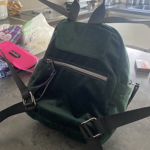 Velvet green backpack like new