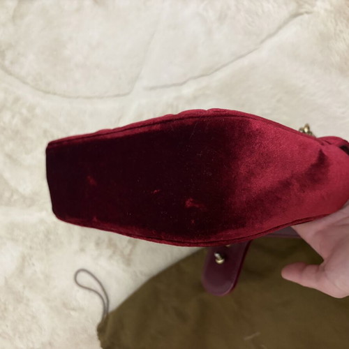 Gucci Marmont Flap bag used, velvet burgundy, crossbody