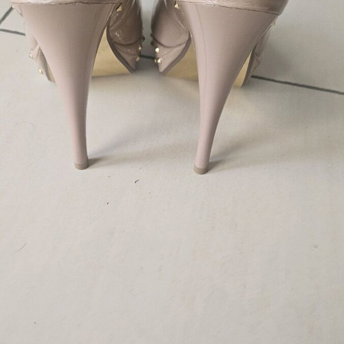 BSB Nude Evening Shoes Peep-Toe Platforms Like New, Leather Size 36-37