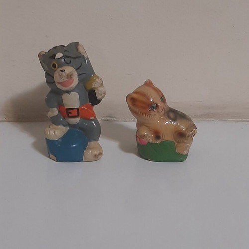 Ceramic cat pencil sharpeners 1980s collectible