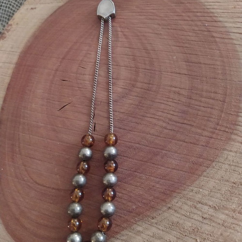 Silver worry beads used with semi-precious stones 19 cm length