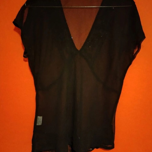 Transparent top with decorative stones, like new, black