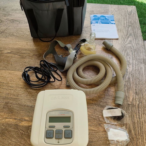 DeVilbiss Sleep Cube Auto Plus CPAP device with case and hose