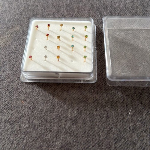 Nose earrings new, silver gold-plated, pack of 17
