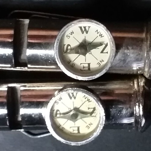 Collectible whistles-compasses used, set of 2, nickel-plated