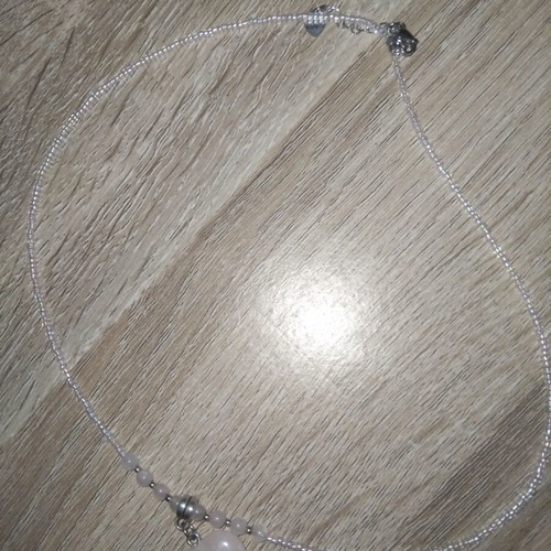 Handmade necklace with rose quartz beads and stainless steel clasp custom order