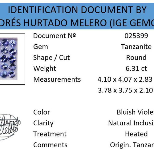 Natural Tanzanite set 6.31ct, 20 pieces with IGE certificate