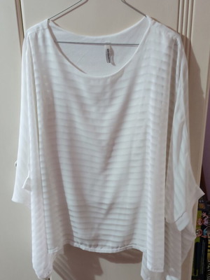 Oversized white semi-transparent women's blouse size L like new