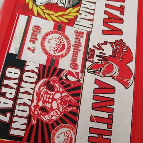 Plastic handmade case with Olympiakos stickers like new