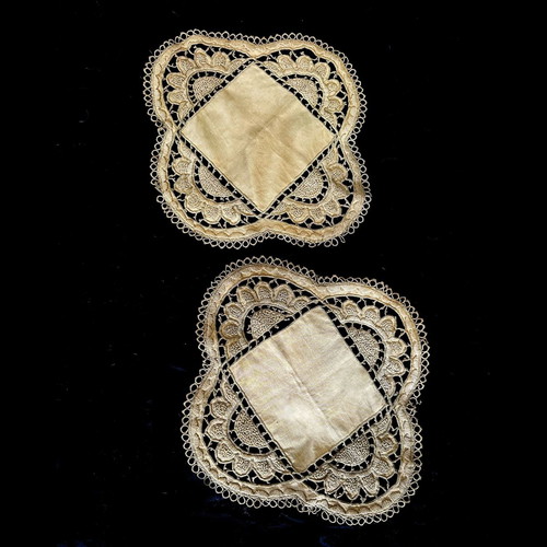 Antique Handmade Embroidered Church Doilies used, linen and cotton