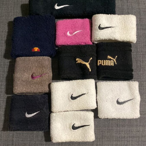 Sports wristbands and headband used, pack of 11 items