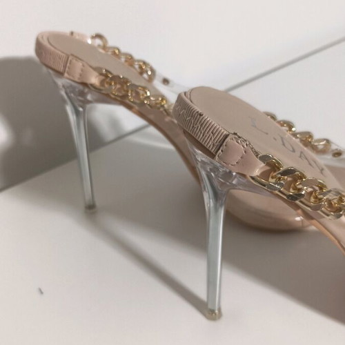 Sandals with transparent details and chain, like new, size 40