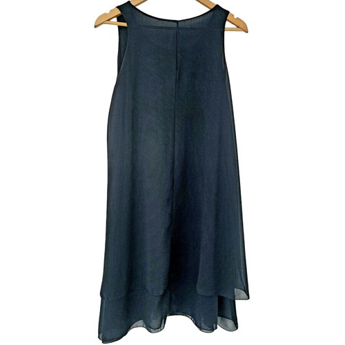 James Lakeland chiffon sleeveless dress, black, large, made in Italy
