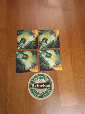 Heineken collectible coasters new, pack of 5 pieces