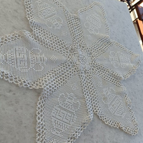 Handmade crochet doily 75 cm diameter, used cotton yarn
