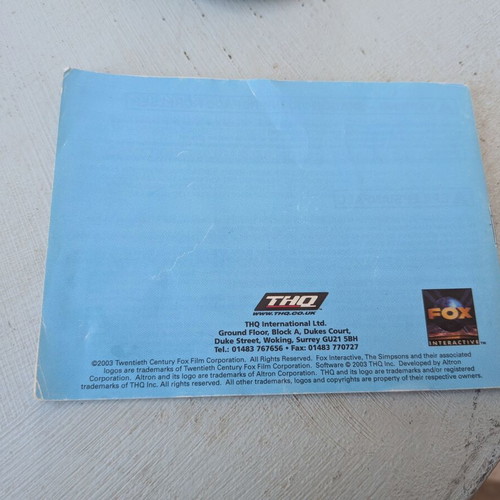 The Simpsons Road Rage Gameboy Advance instruction manual