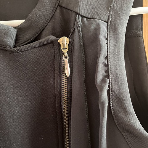 Women's black long sleeveless vest with zipper