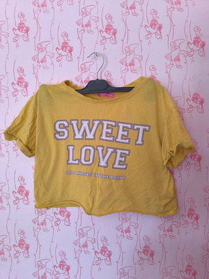 Crop shirt Pink Woman like new, yellow, size M