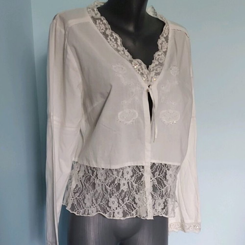 Jensen Women Only Lace Embroidered Crop Top L XL like new